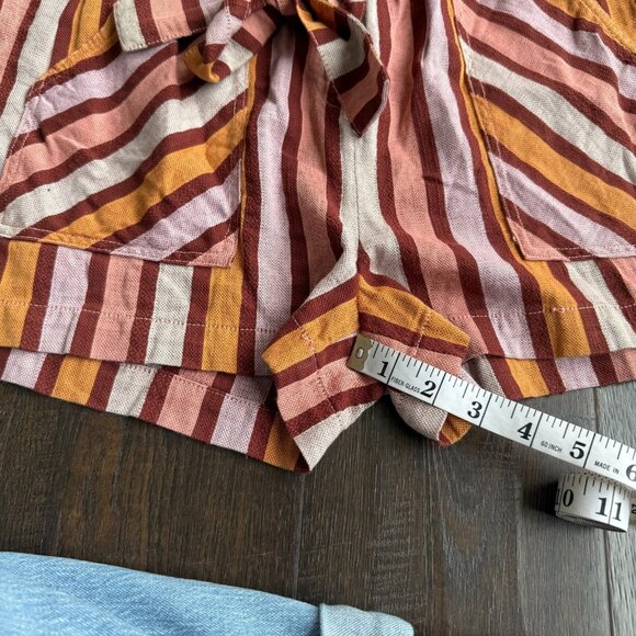 Anthropologie Women's Belted Striped Paperbag Waist Shorts Multi Size Small - Picture 9 of 11